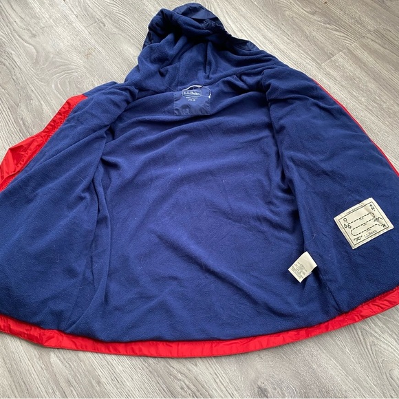 L.L. Bean Kids' Trail Model Rain Jacket Lined Colorblock Red Navy Size Large - Picture 8 of 13
